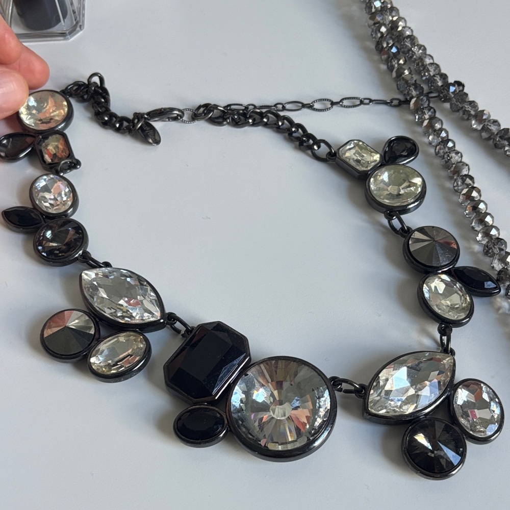 White House Black Market Elegant Black and Silver Necklace Set - Picture 2 of 5